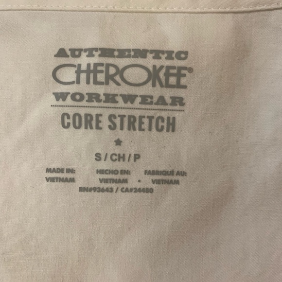 Cherokee Core Stretch Lab Coat White Zip Front Small 26” Length - Picture 6 of 6